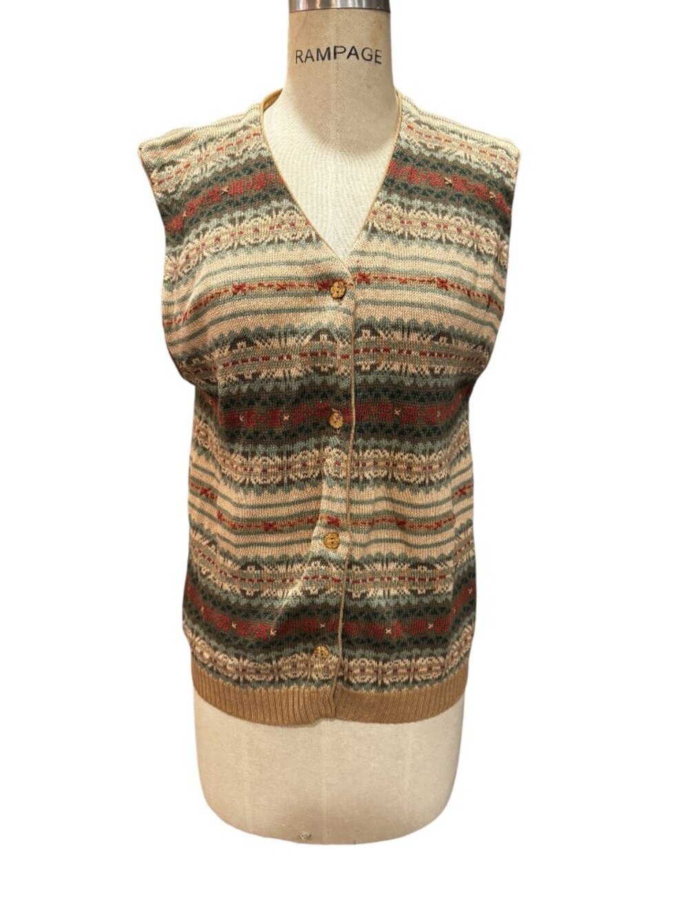Vintage Woolrich Fair Isle Sweater Vest 100% Wool Nordic Large